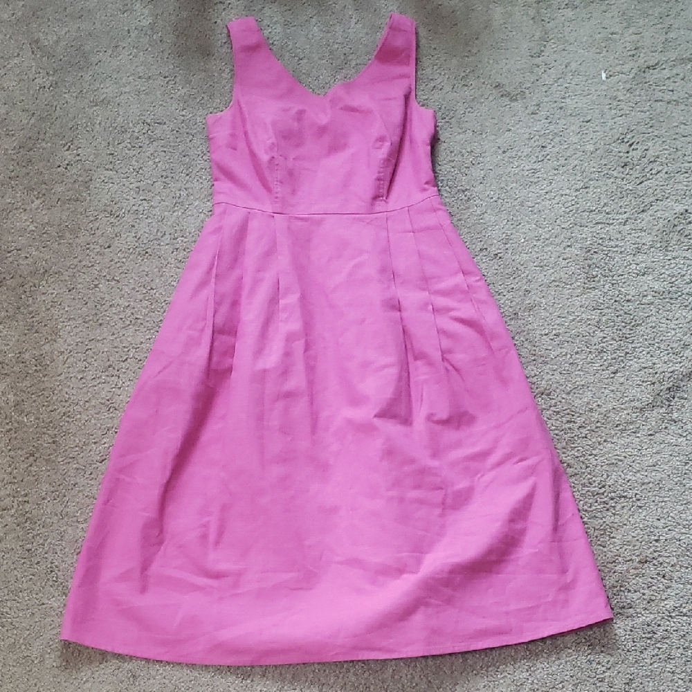 Lands' End Pink Sleeveless Square Neck Midi Dress